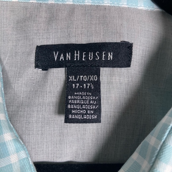 2/$15 🎄Van Heusen Aqua Checkered Button Up Shirt “Boca Raton” Sz XL 17-17.5 NWT - Picture 6 of 8
